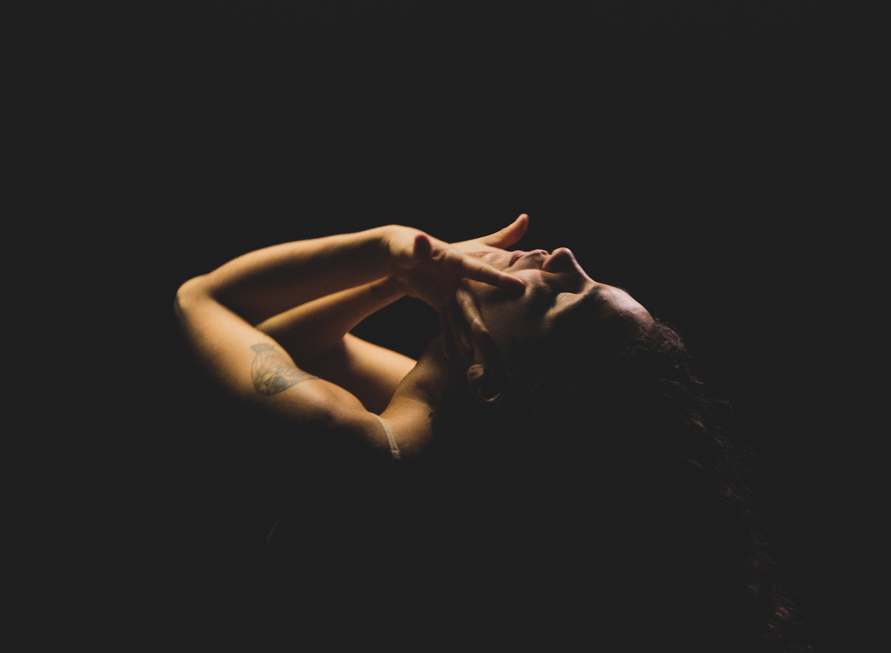 Expressive portrait against a dark background